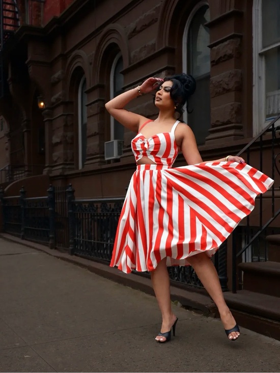 Pinup Couture Dresses & Skirts - Pinup Couture PUG Renee Dress in Red Mark Stripe SIZE S NWT